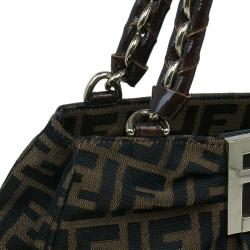 Pre Owned Fendi Brown Zucca Canvas Small Mia Shoulder Bag