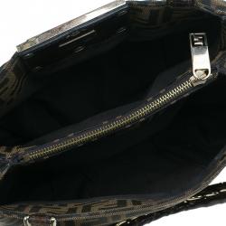Pre Owned Fendi Brown Zucca Canvas Small Mia Shoulder Bag
