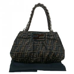 Pre Owned Fendi Brown Zucca Canvas Small Mia Shoulder Bag