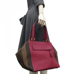 Pre Owned Fendi Pequin Pink Leather Pecan Hobo