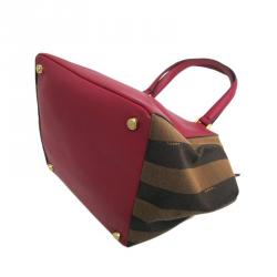 Pre Owned Fendi Pequin Pink Leather Pecan Hobo