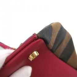 Pre Owned Fendi Pequin Pink Leather Pecan Hobo