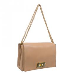 Fendi Beige Stripe Leather Pequin Large Claudia Flap Bag Fendi | The ...