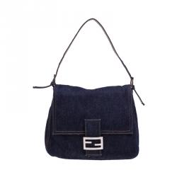 Pre Owned Fendi Denim and Leather Mama Shoulder Bag