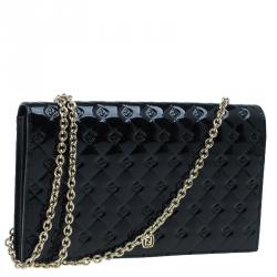 Pre Owned Fendi Black Patent Leather Fendilicious Wallet On Chain