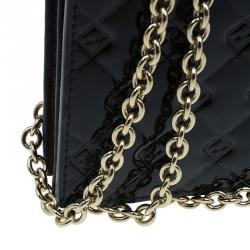 Pre Owned Fendi Black Patent Leather Fendilicious Wallet On Chain