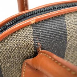 Pre Owned Fendi Tobacco Pequin Stripe Canvas Small Tote with Shoulder Strap