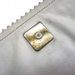 Pre Owned Fendi White Perforated Zucca Print Leather Chef Shoulder Bag