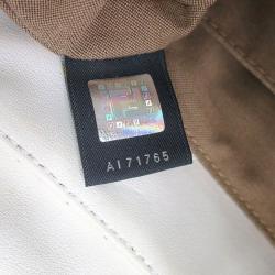 Pre Owned Fendi White Perforated Zucca Print Leather Chef Shoulder Bag