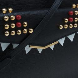 Pre Owned Fendi Black Textured Leather 2Jours Bugs Crossbody Bag