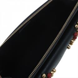 Pre Owned Fendi Black Textured Leather 2Jours Bugs Crossbody Bag