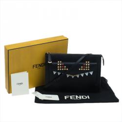 Pre Owned Fendi Black Textured Leather 2Jours Bugs Crossbody Bag