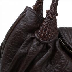 Pre Owned Fendi Brown Textured Leather Large Spy Hobo