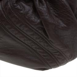 Pre Owned Fendi Brown Textured Leather Large Spy Hobo