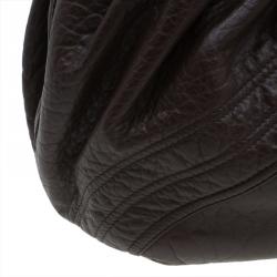 Pre Owned Fendi Brown Textured Leather Large Spy Hobo