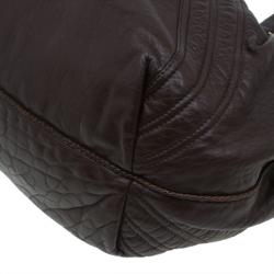 Pre Owned Fendi Brown Textured Leather Large Spy Hobo