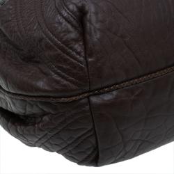 Pre Owned Fendi Brown Textured Leather Large Spy Hobo