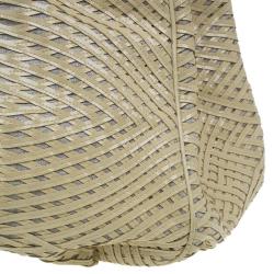 Pre Owned Fendi Cream Woven Patent Leather and Canvas Large Mia Shoulder Bag