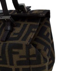 Pre Owned Fendi Tobacco Zucca Canvas Bauletto Bag