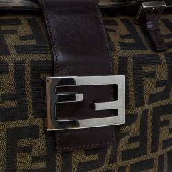 Pre Owned Fendi Tobacco Zucca Canvas Bauletto Bag