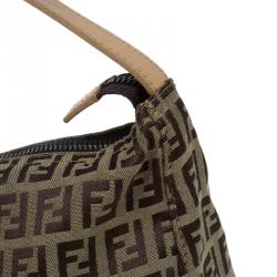 Pre Owned Fendi Beige Zucchino Canvas Small Oyster Hobo