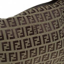 Pre Owned Fendi Beige Zucchino Canvas Small Oyster Hobo