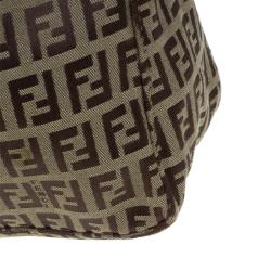 Pre Owned Fendi Beige Zucchino Canvas Small Oyster Hobo