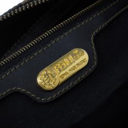 Pre Owned Fendi Tobacco Pequin Striped Coated Canvas Vinatge Tote