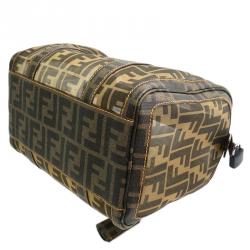 Pre Owned Fendi Tobacco Zucca Mesh Bauletto Boston