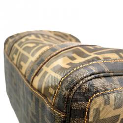 Pre Owned Fendi Tobacco Zucca Mesh Bauletto Boston