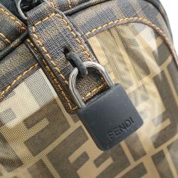 Pre Owned Fendi Tobacco Zucca Mesh Bauletto Boston