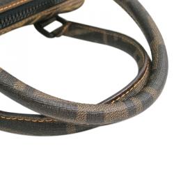 Pre Owned Fendi Tobacco Zucca Mesh Bauletto Boston