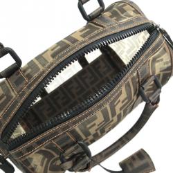 Pre Owned Fendi Tobacco Zucca Mesh Bauletto Boston