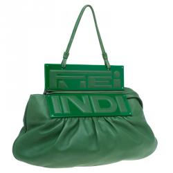 Pre Owned Fendi Green Leather To You Convertible Clutch Bag