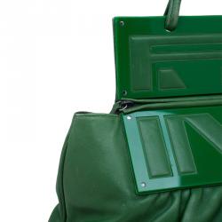 Pre Owned Fendi Green Leather To You Convertible Clutch Bag