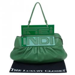 Pre Owned Fendi Green Leather To You Convertible Clutch Bag