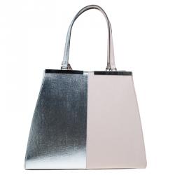 Pre Owned Fendi Bi Color Leather Large 3Jours Tote Bag