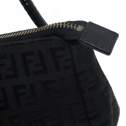 Pre Owned Fendi Black Zucchino Canvas Borsa Forever Pochette