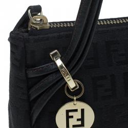 Pre Owned Fendi Black Zucchino Canvas Borsa Forever Pochette