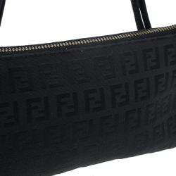 Pre Owned Fendi Black Zucchino Canvas Borsa Forever Pochette