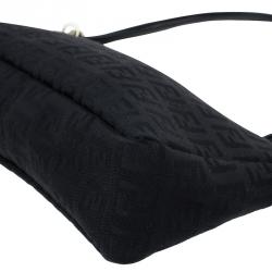 Pre Owned Fendi Black Zucchino Canvas Borsa Forever Pochette