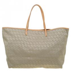 Pre Owned Fendi Green Zucchino Canvas Roll Tote