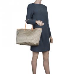 Pre Owned Fendi Green Zucchino Canvas Roll Tote