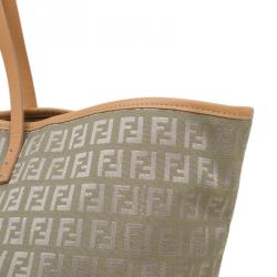 Pre Owned Fendi Green Zucchino Canvas Roll Tote