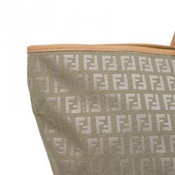 Pre Owned Fendi Green Zucchino Canvas Roll Tote