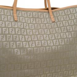 Pre Owned Fendi Green Zucchino Canvas Roll Tote
