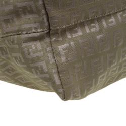 Pre Owned Fendi Green Zucchino Canvas Roll Tote