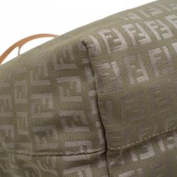 Pre Owned Fendi Green Zucchino Canvas Roll Tote