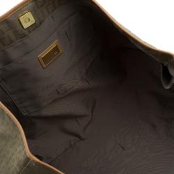 Pre Owned Fendi Green Zucchino Canvas Roll Tote