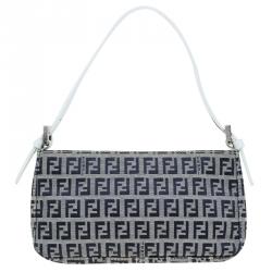Pre Owned Fendi Dark Blue Zucchino Canvas Pochette